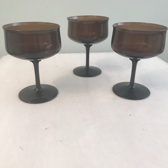 Vintage Gotham Reizart 3 Handblown Chocolate Champagne Glasses Bavaria - Picture 3 of 4